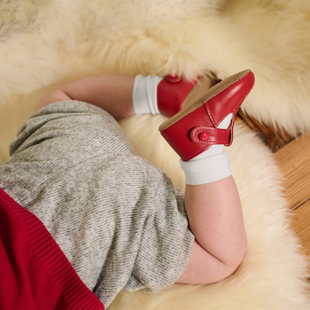 Early Days-Red Leather Cut-Out Pre-Walker Shoes | Childrensalon Outlet