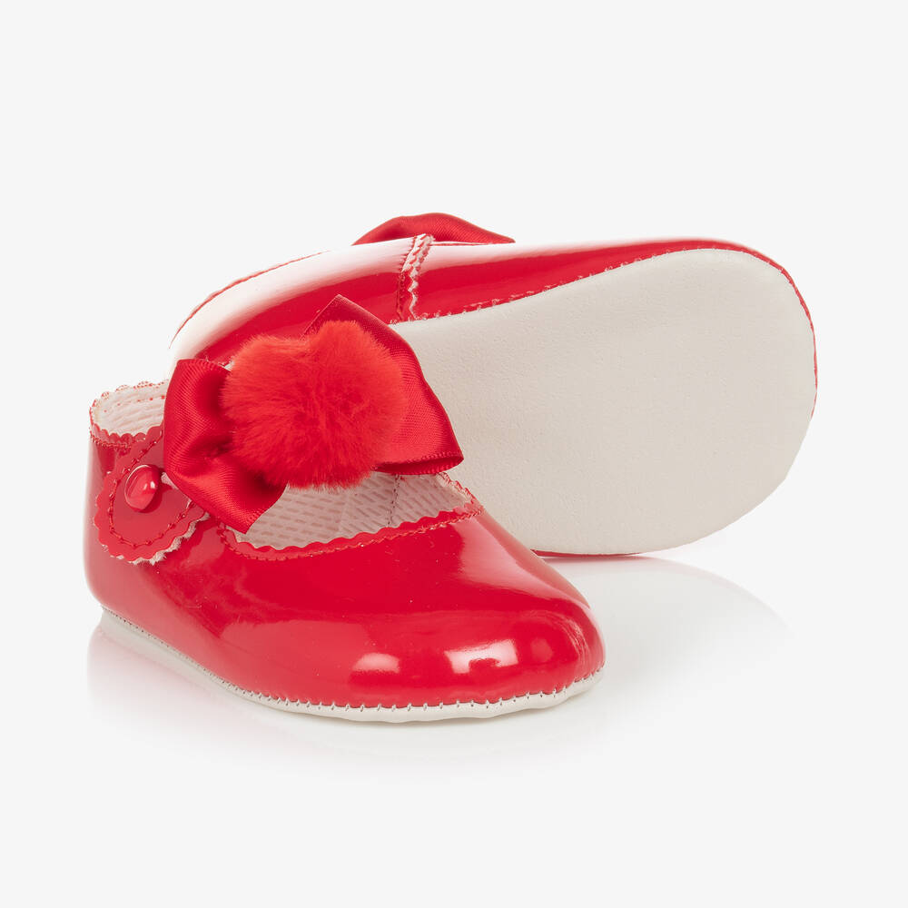 Early Days - Red Patent Pom-Pom Pre-Walker Shoes | Childrensalon