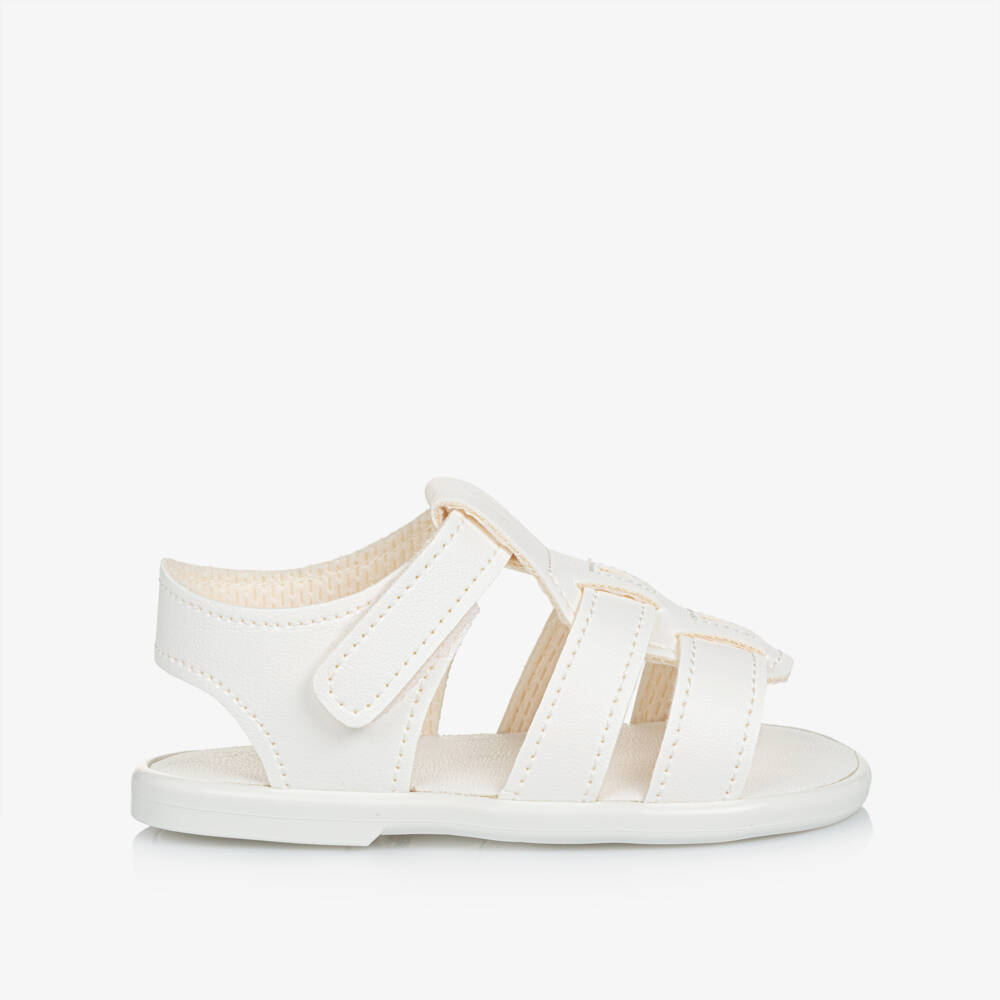 Early Days-White Faux Leather First-Walker Sandals | Childrensalon Outlet