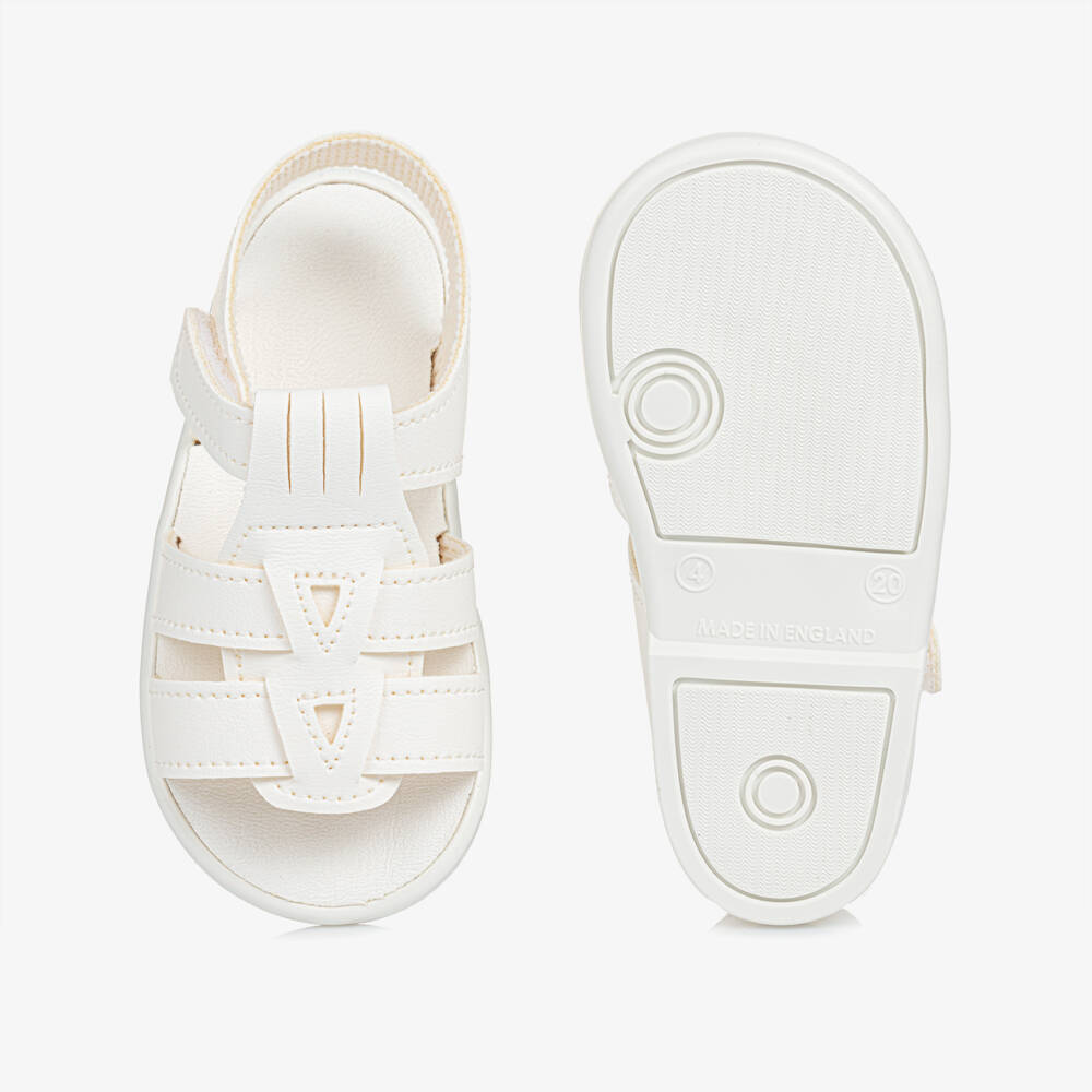 Early Days-White Faux Leather First-Walker Sandals | Childrensalon Outlet