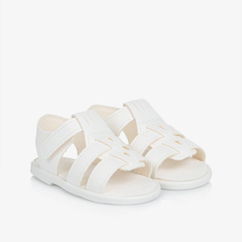 Early Days-White Faux Leather First-Walker Sandals | Childrensalon Outlet