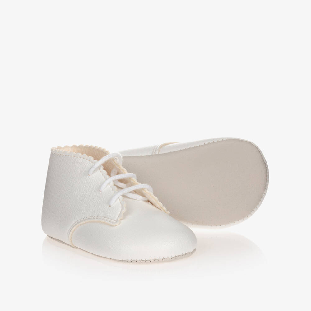 Early Days-White Faux Leather Pre-Walker Boots | Childrensalon Outlet
