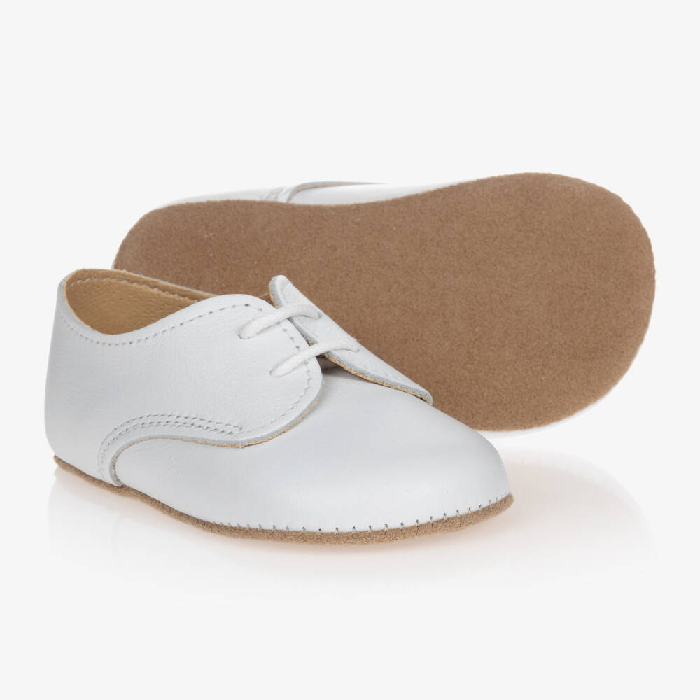 Early Days-White Leather Lace-Up Pre-Walker Shoes | Childrensalon Outlet