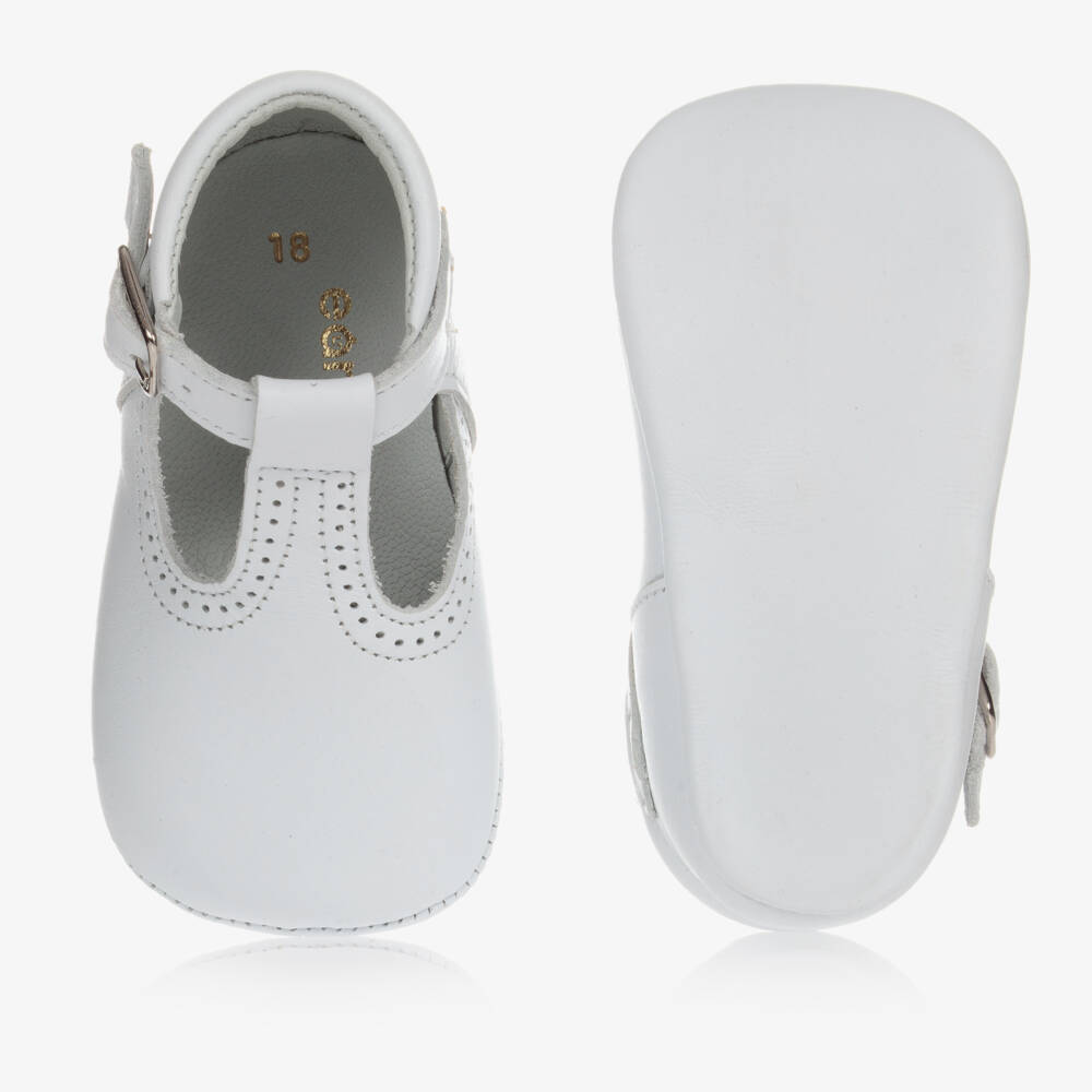 Early Days-White Leather Pre-Walker Shoes | Childrensalon Outlet