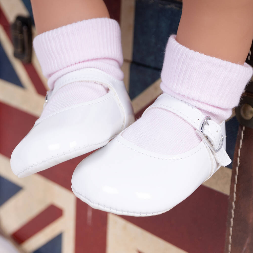 Early Days-White Patent Faux Leather Pre-Walker Shoes | Childrensalon Outlet