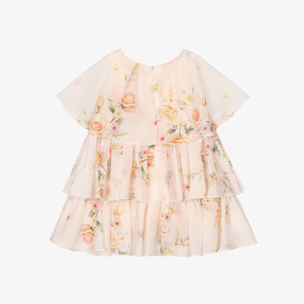 EIRENE-Baby Girls Blush Pink Chiffon Floral Print Dress | Childrensalon Outlet
