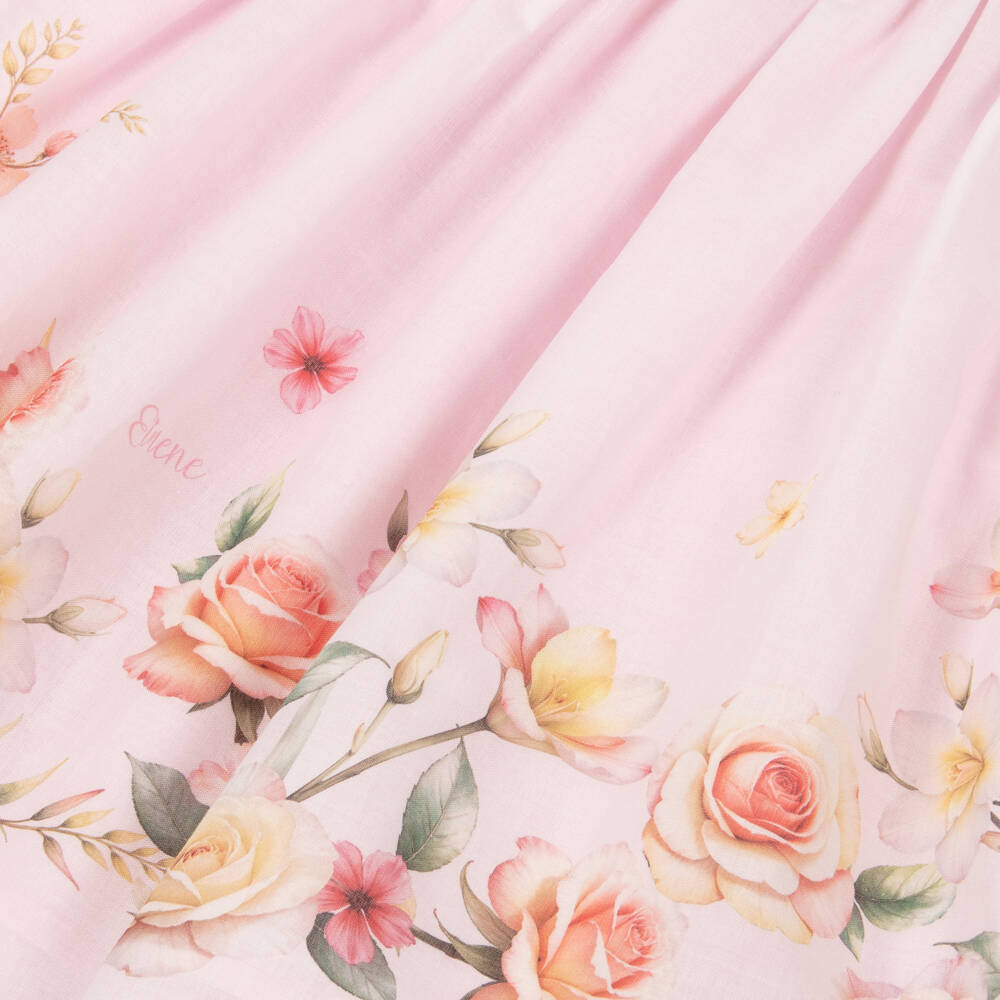 EIRENE-Baby Girls Pale Pink Cotton Floral Dress | Childrensalon Outlet