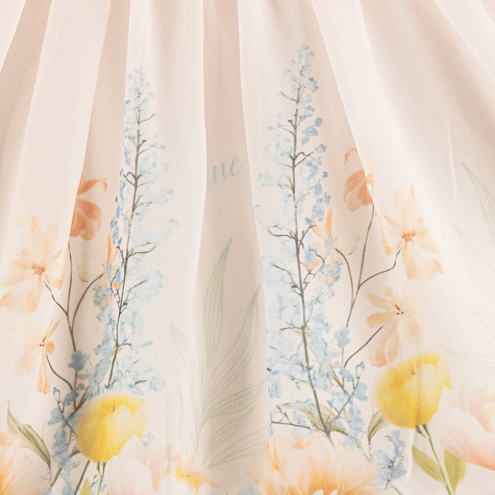EIRENE-Baby Girls Pale Pink Floral Print Sleeveless Chiffon Dress | Childrensalon Outlet