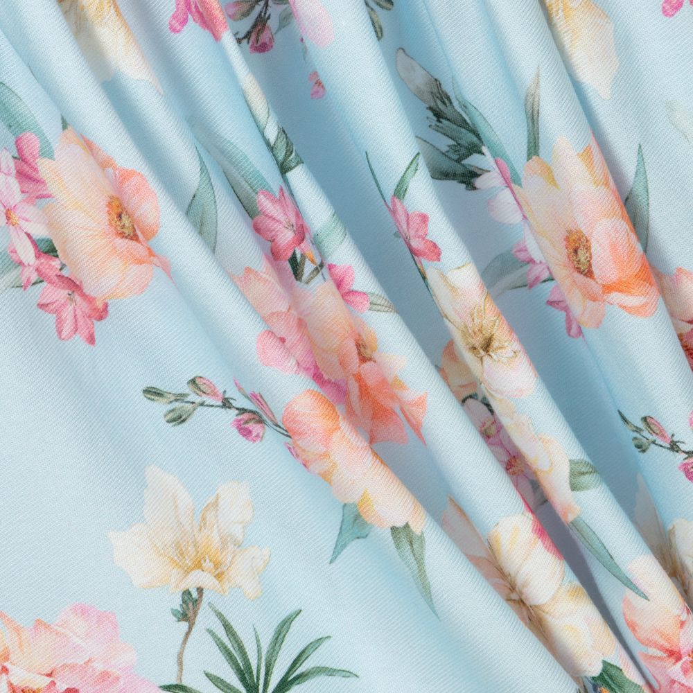 EIRENE-فستان قطن تويل لون أزرق بطبعة ورود | Childrensalon Outlet