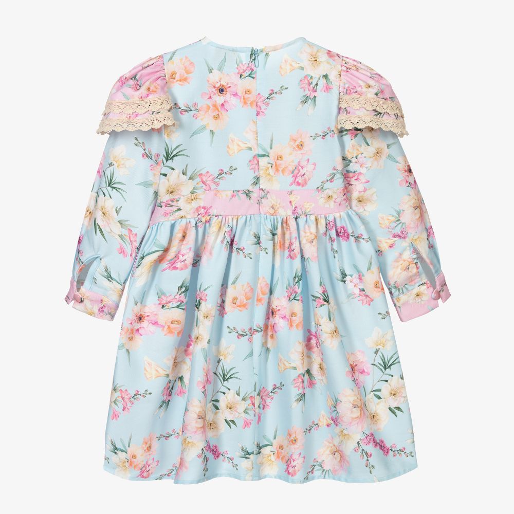 EIRENE-فستان قطن تويل لون أزرق بطبعة ورود | Childrensalon Outlet