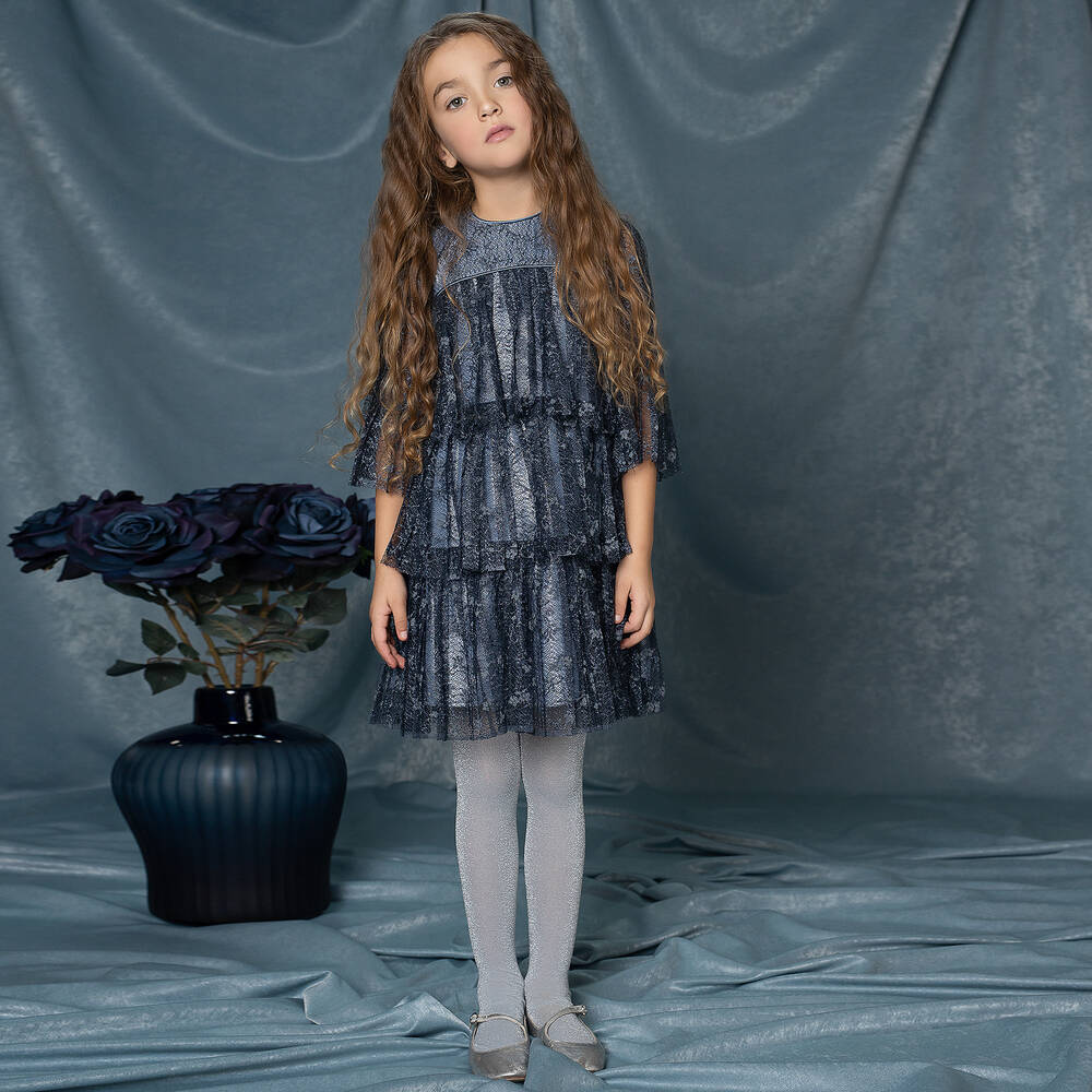 EIRENE-Синее кружевное многослойное платье | Childrensalon Outlet