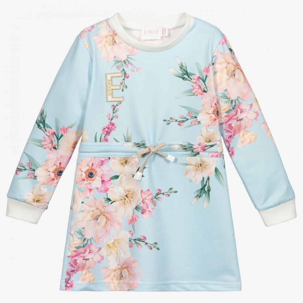 EIRENE - Голубое платье с розовыми цветами  | Childrensalon
