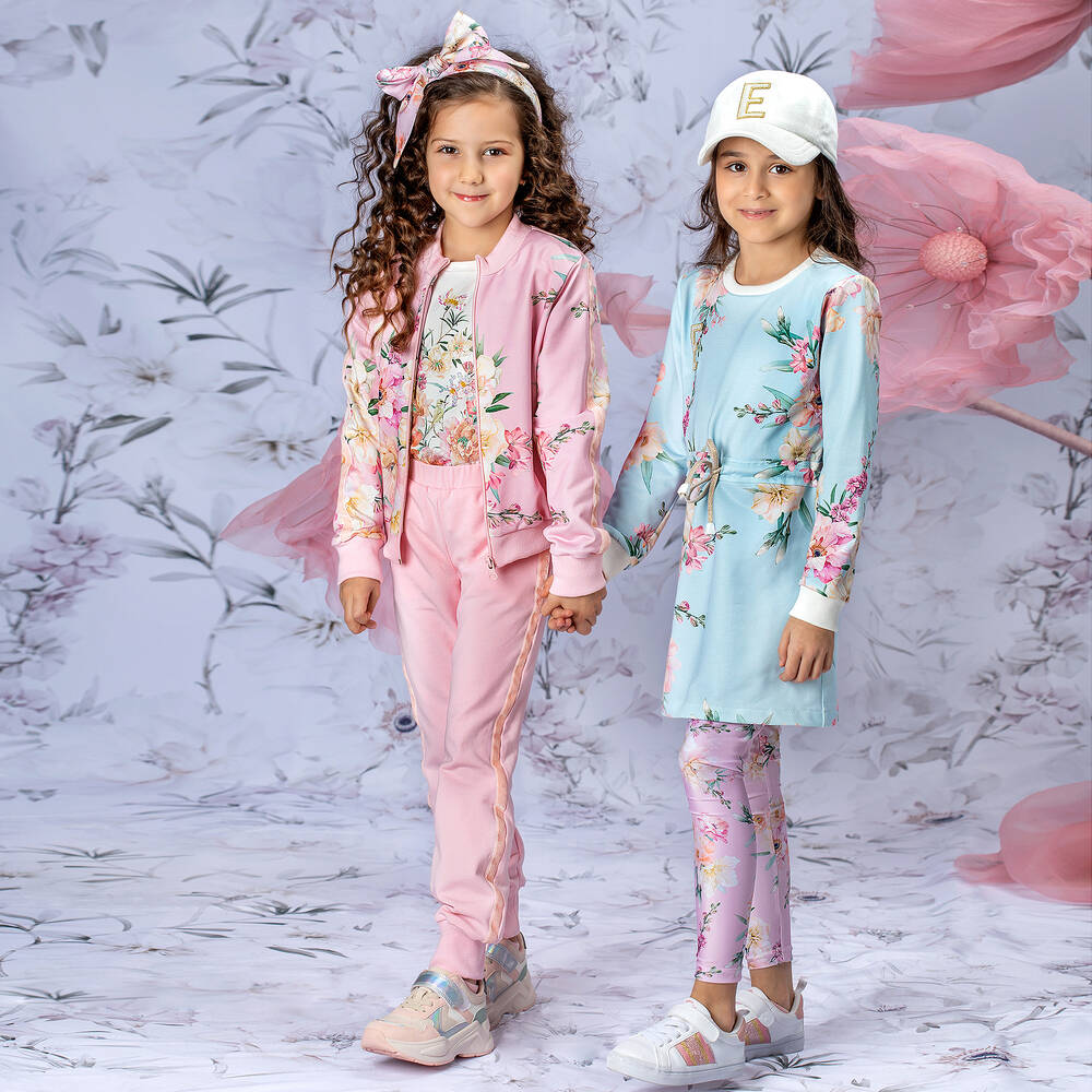 EIRENE-فستان  قطن جيرسي لون أزرق بطبعة ورود | Childrensalon Outlet