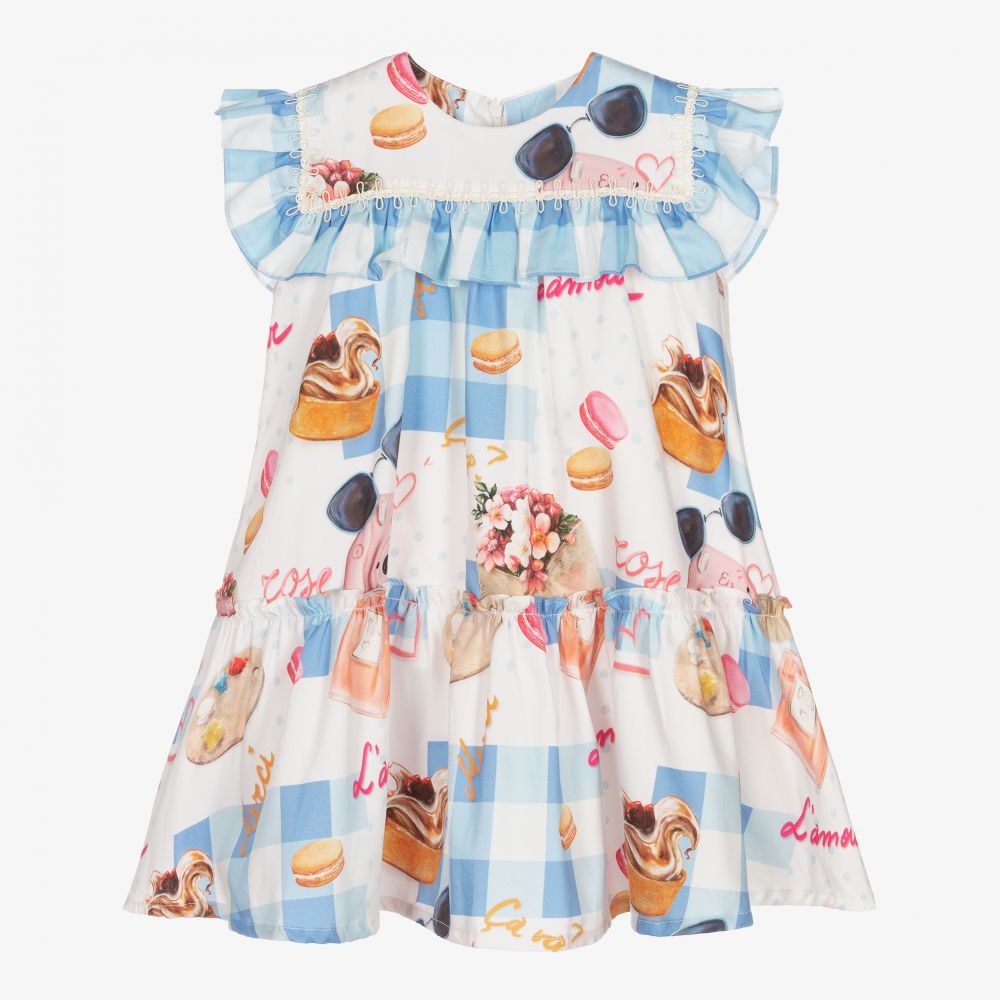 EIRENE-Blue & White Gingham Dress | Childrensalon Outlet