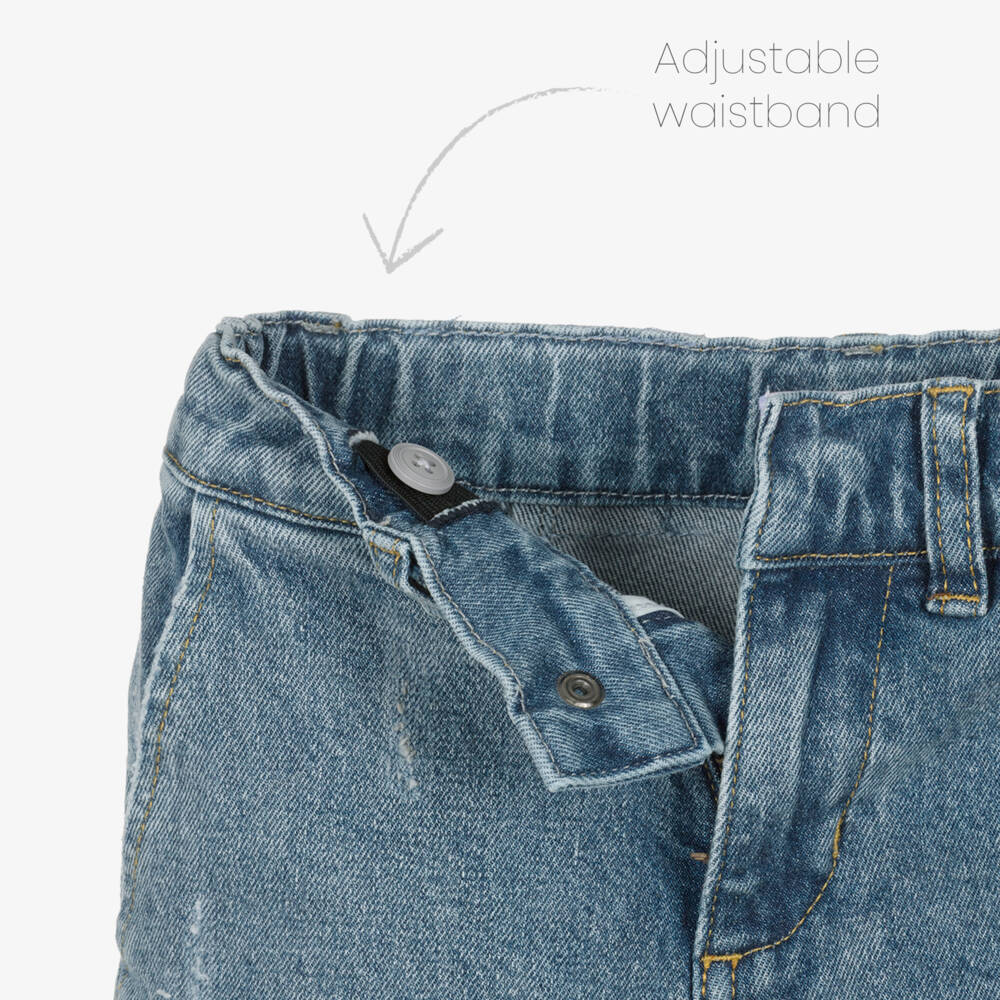 EIRENE-Boys Blue Cotton Denim Shorts with Rope Anchor Motif | Childrensalon Outlet
