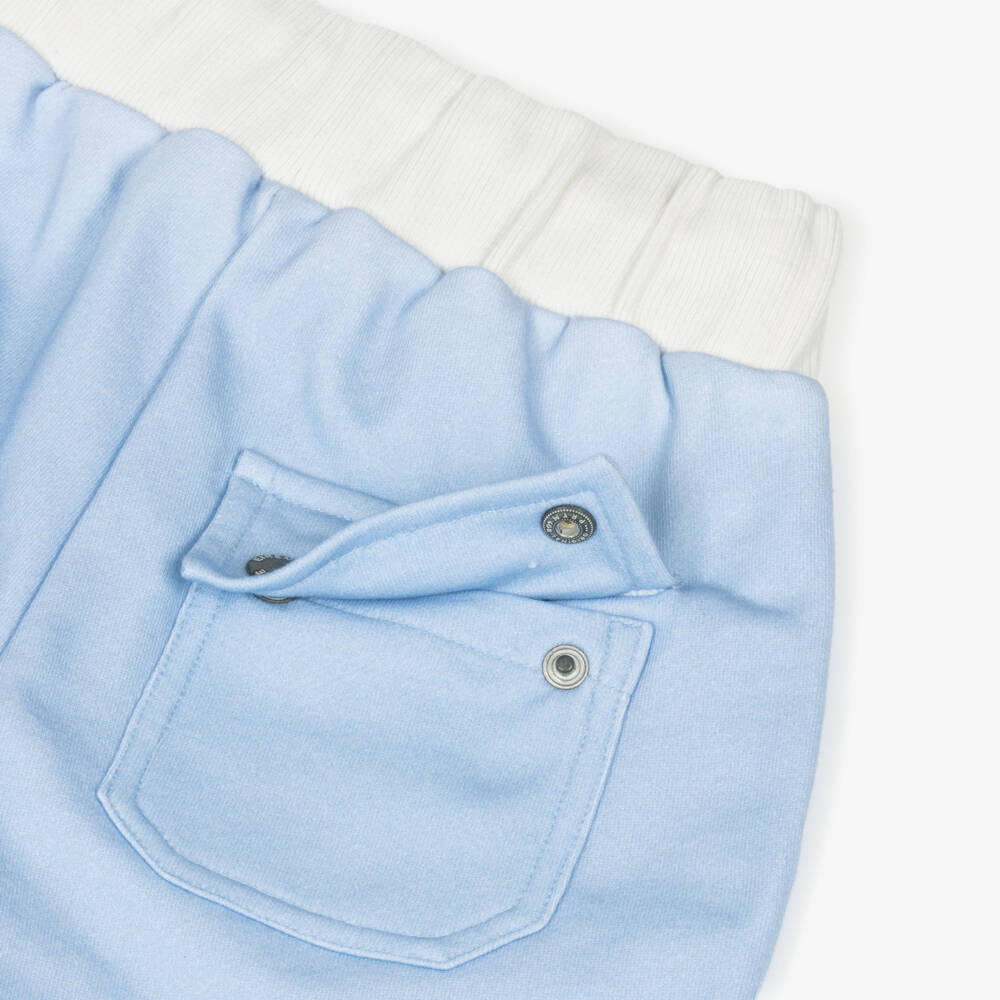 EIRENE-Boys Blue Cotton Jersey Sailboat Print Shorts | Childrensalon Outlet