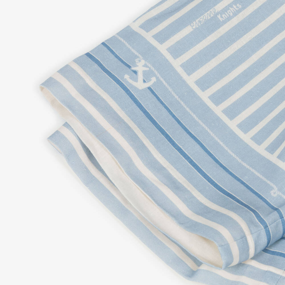 EIRENE-Boys Blue & Ivory Stripe Nautical Print Shorts | Childrensalon Outlet