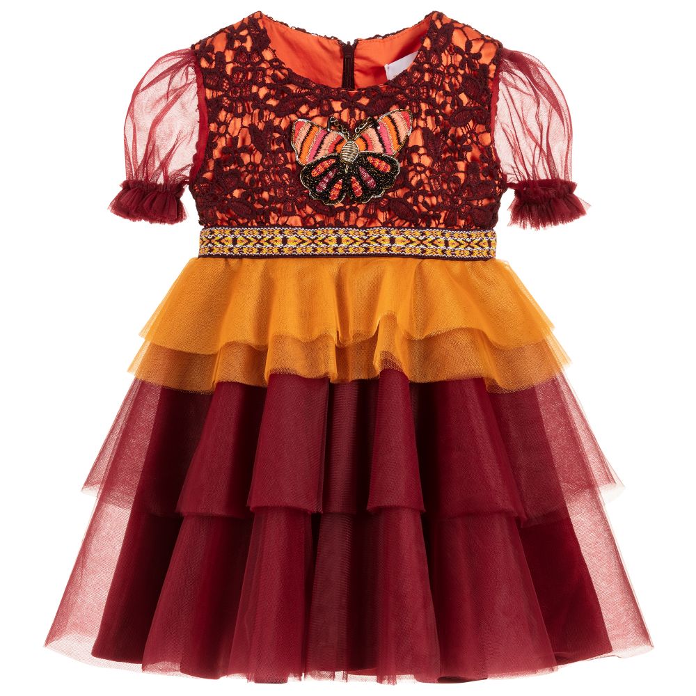 EIRENE-Burgundy Red Tulle Dress | Childrensalon Outlet