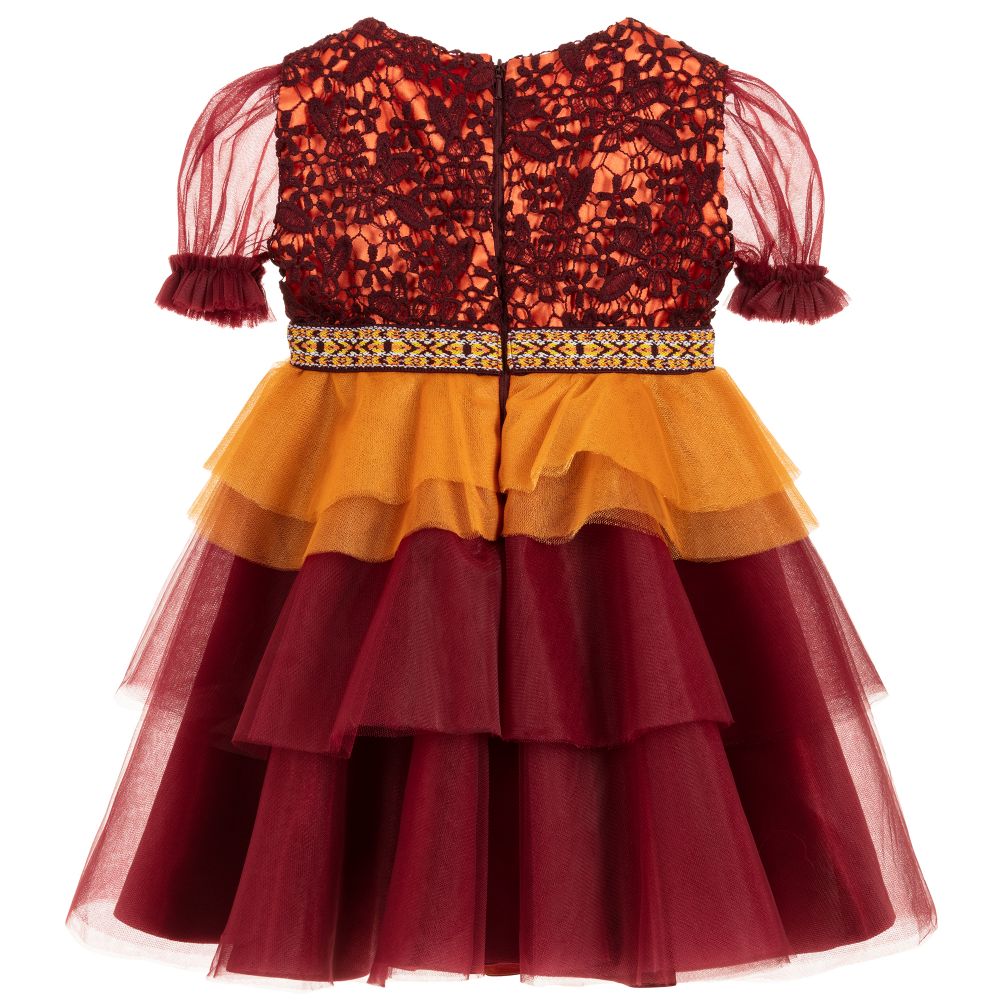 EIRENE-Burgundy Red Tulle Dress | Childrensalon Outlet