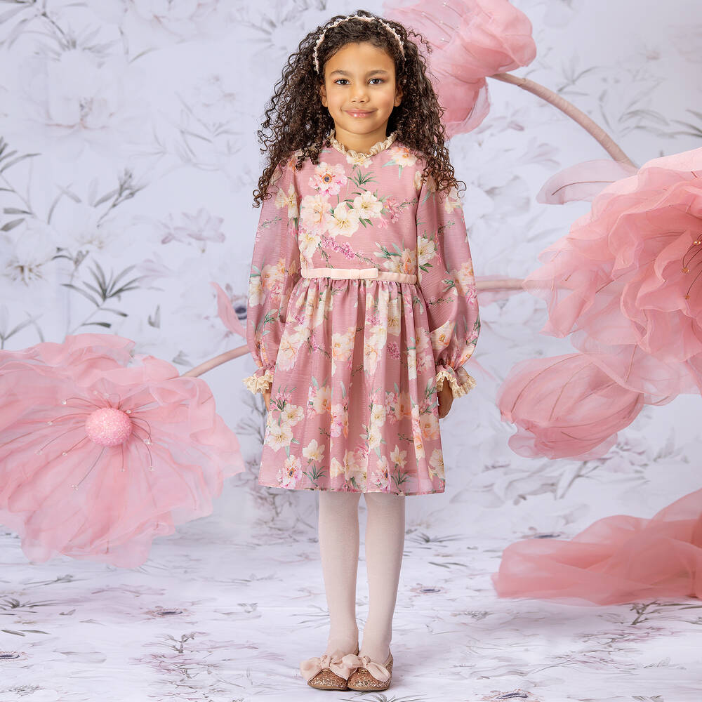 EIRENE-Dusky Pink Floral Dress   | Childrensalon Outlet
