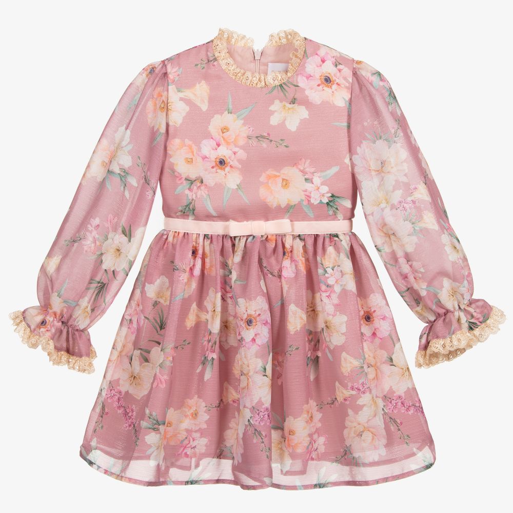 EIRENE - Robe fleurie vieux rose   | Childrensalon