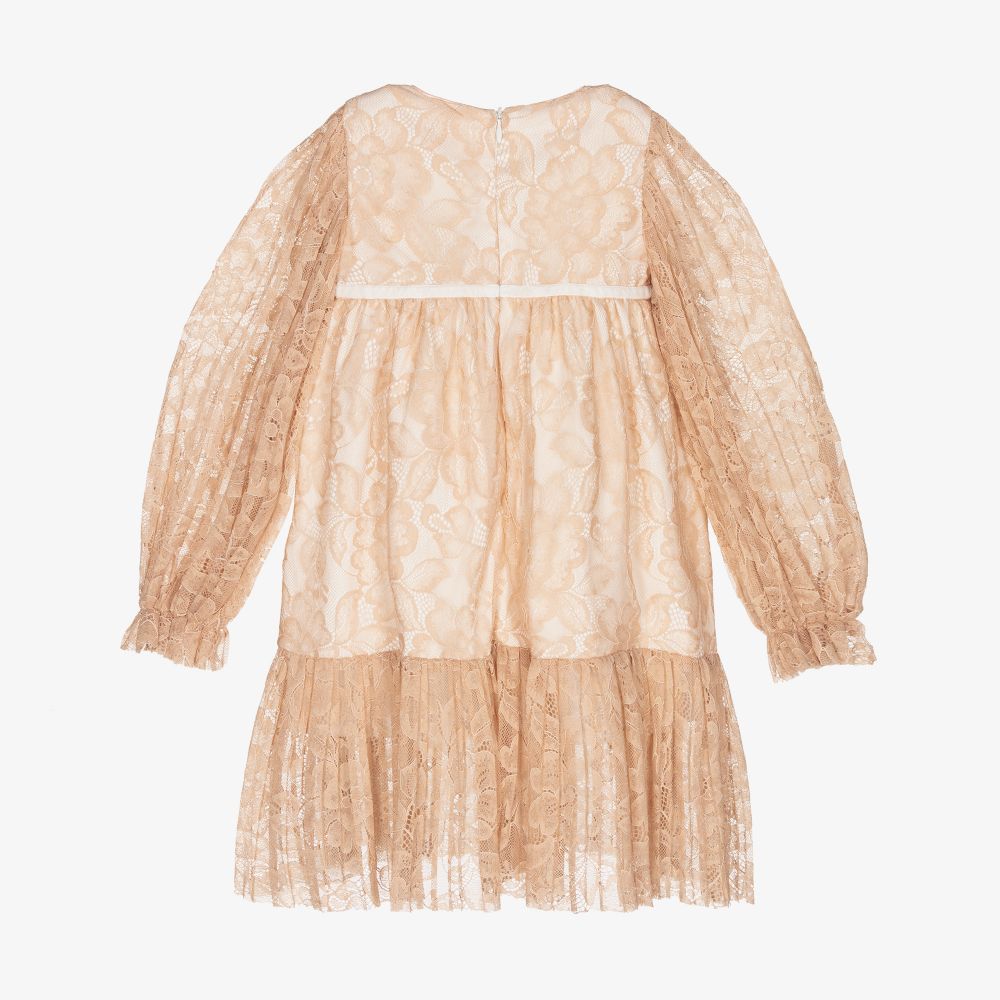 EIRENE-فستان دانتيل مطرز لون زهري بطبعة ورود | Childrensalon Outlet