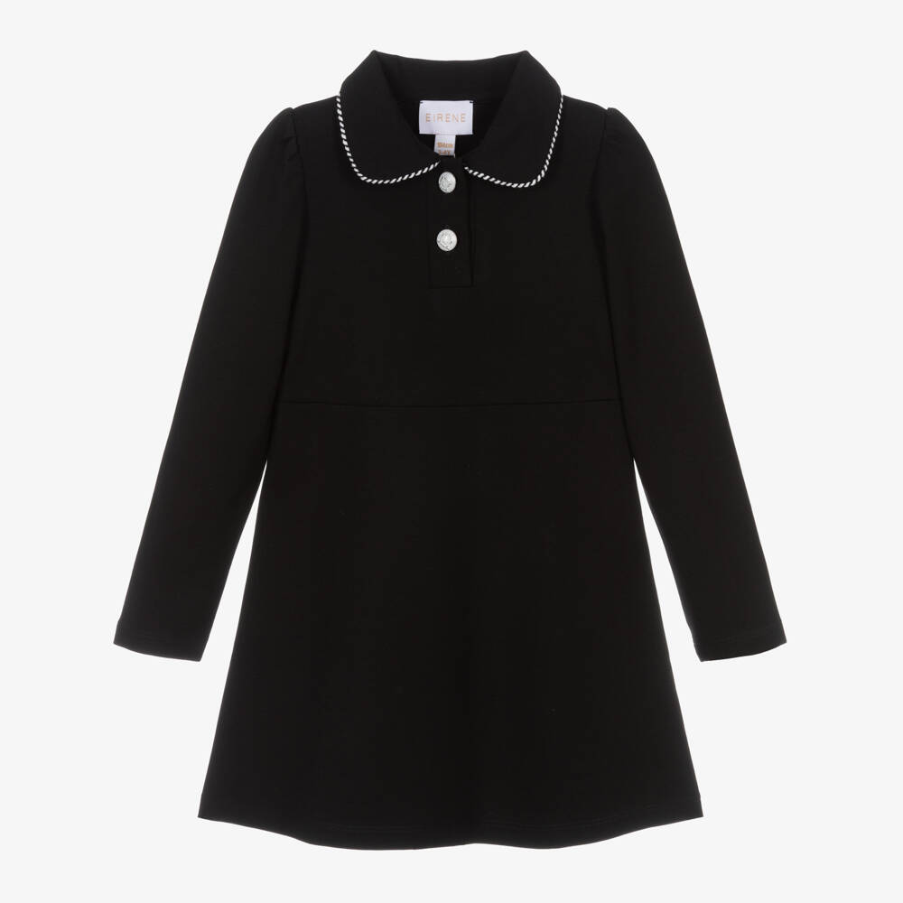 EIRENE-Girls Black Long Sleeve Jersey Dress | Childrensalon Outlet
