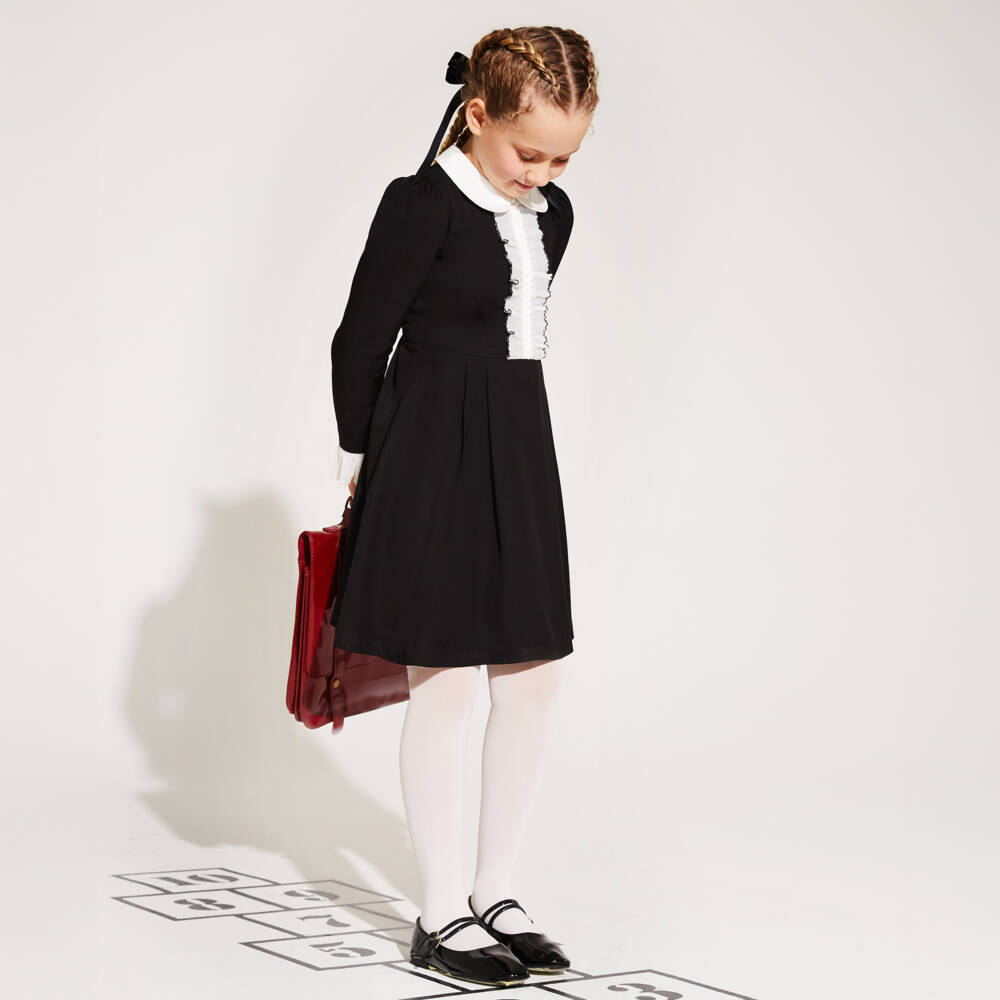 EIRENE-فستان أسود للبنات بياقة مكشكشة | Childrensalon Outlet