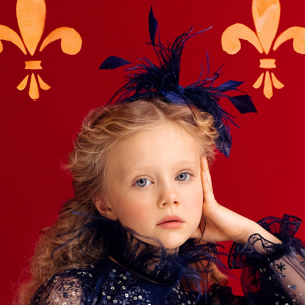 EIRENE-Girls Blue Feather Fascinator Hairband | Childrensalon Outlet