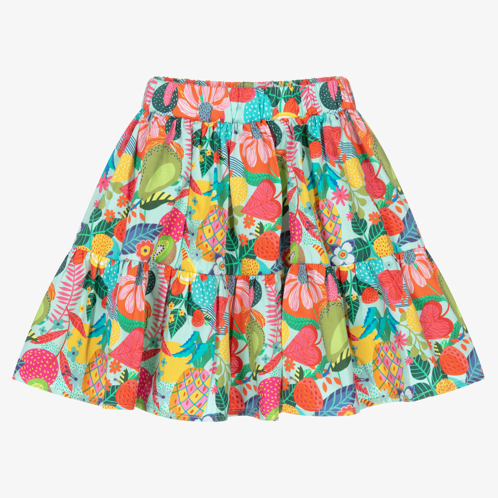 EIRENE - Голубая хлопковая юбка с фруктами для девочек | Childrensalon