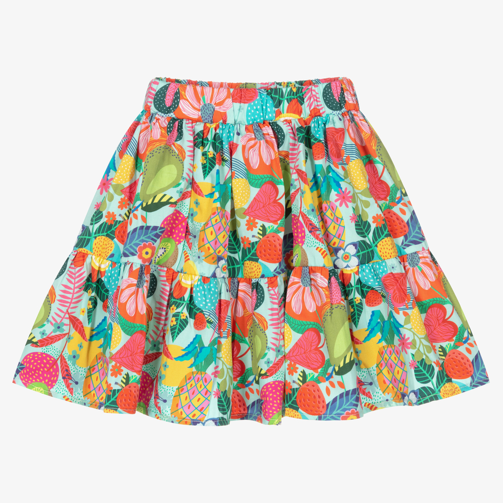 EIRENE - Girls Blue Fruits Cotton Skirt | Childrensalon