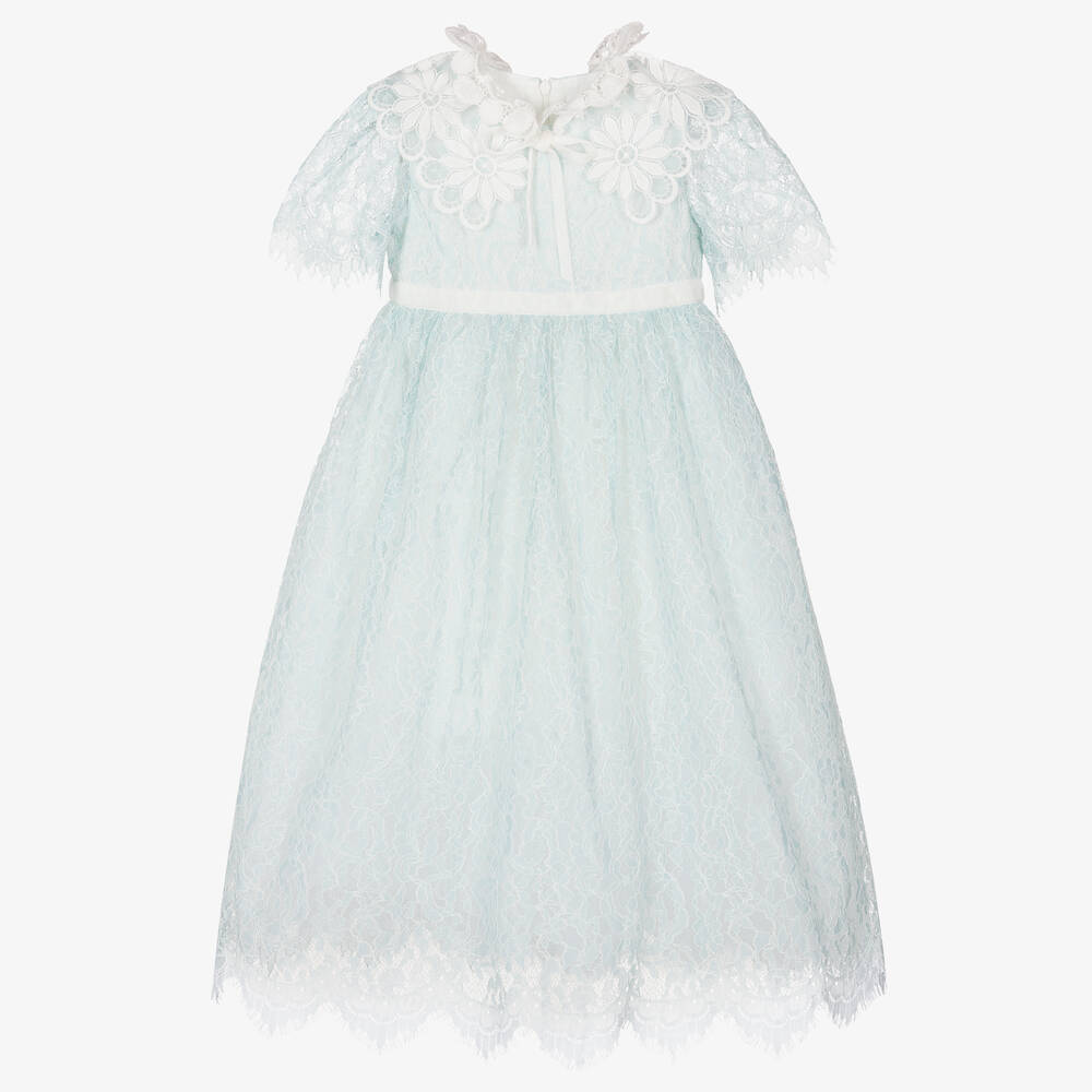 EIRENE - Girls Blue Lace Dress | Childrensalon