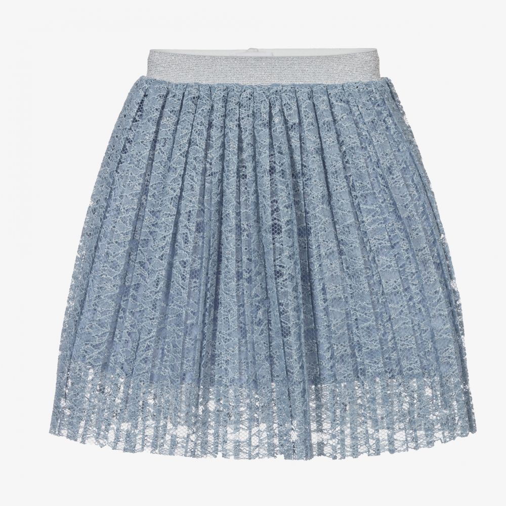 EIRENE - Girls Blue Lace Pleated Skirt  | Childrensalon