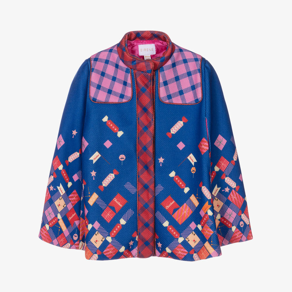 EIRENE - Girls Blue & Pink Christmas Cape | Childrensalon