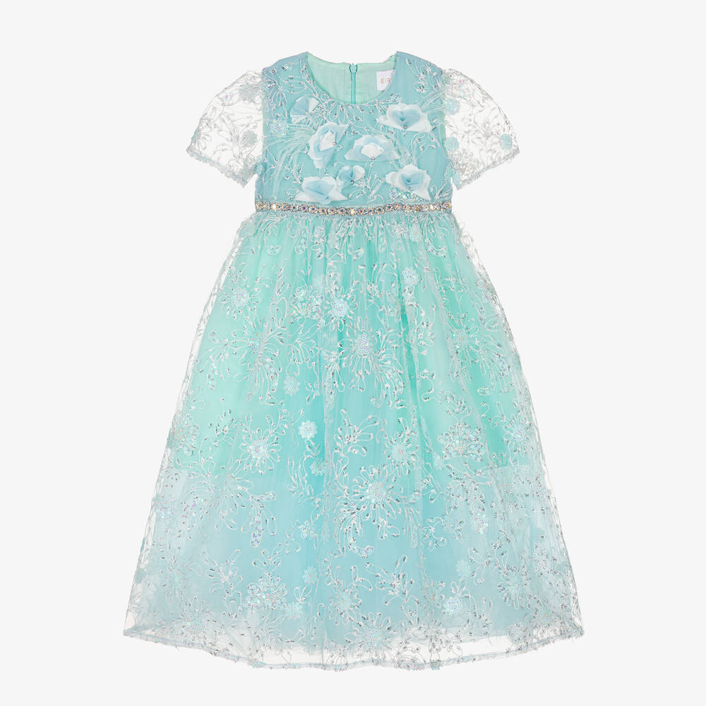 EIRENE - Girls Blue Sequin & Diamanté Dress | Childrensalon