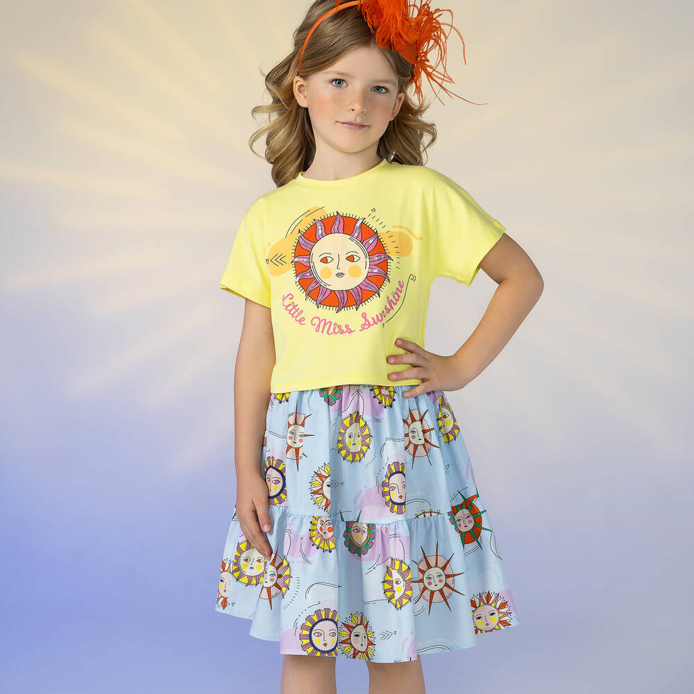 EIRENE-Girls Blue Sunshine Tiered Skirt | Childrensalon Outlet