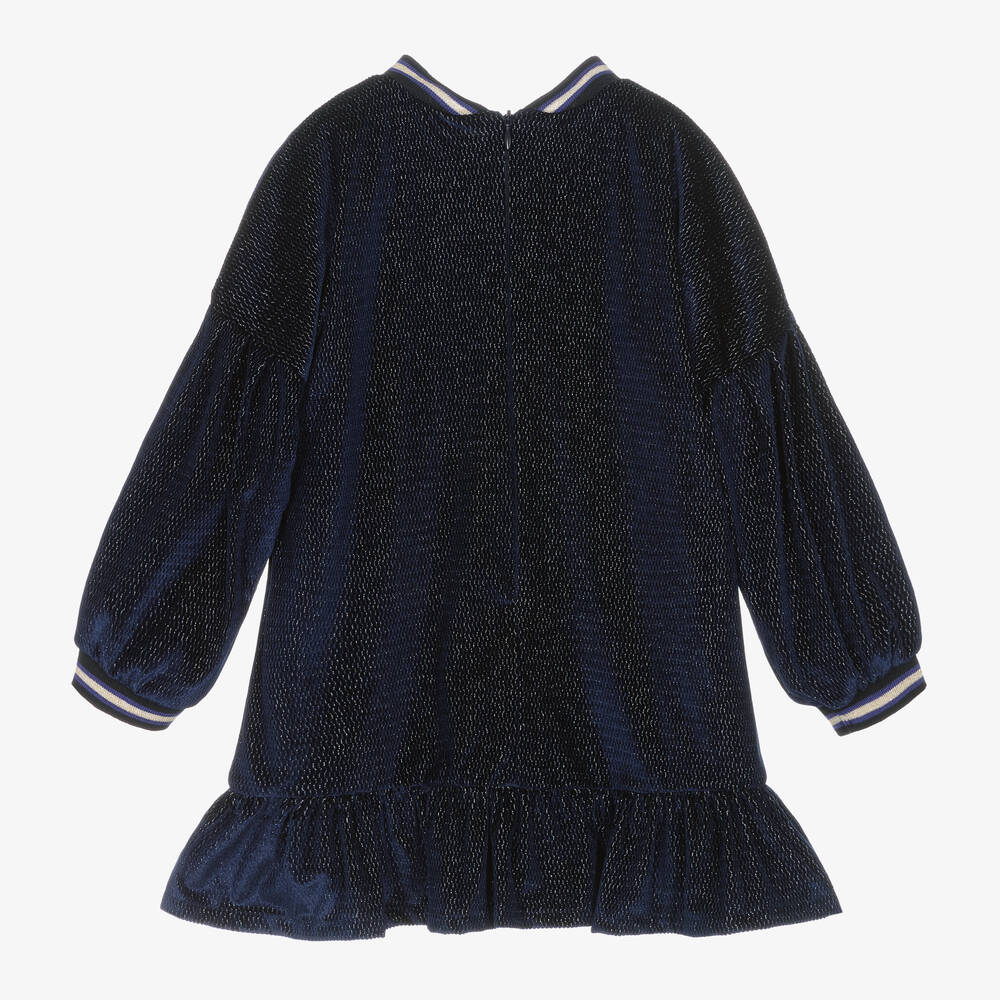 EIRENE-Girls Blue Velvet Dress | Childrensalon Outlet