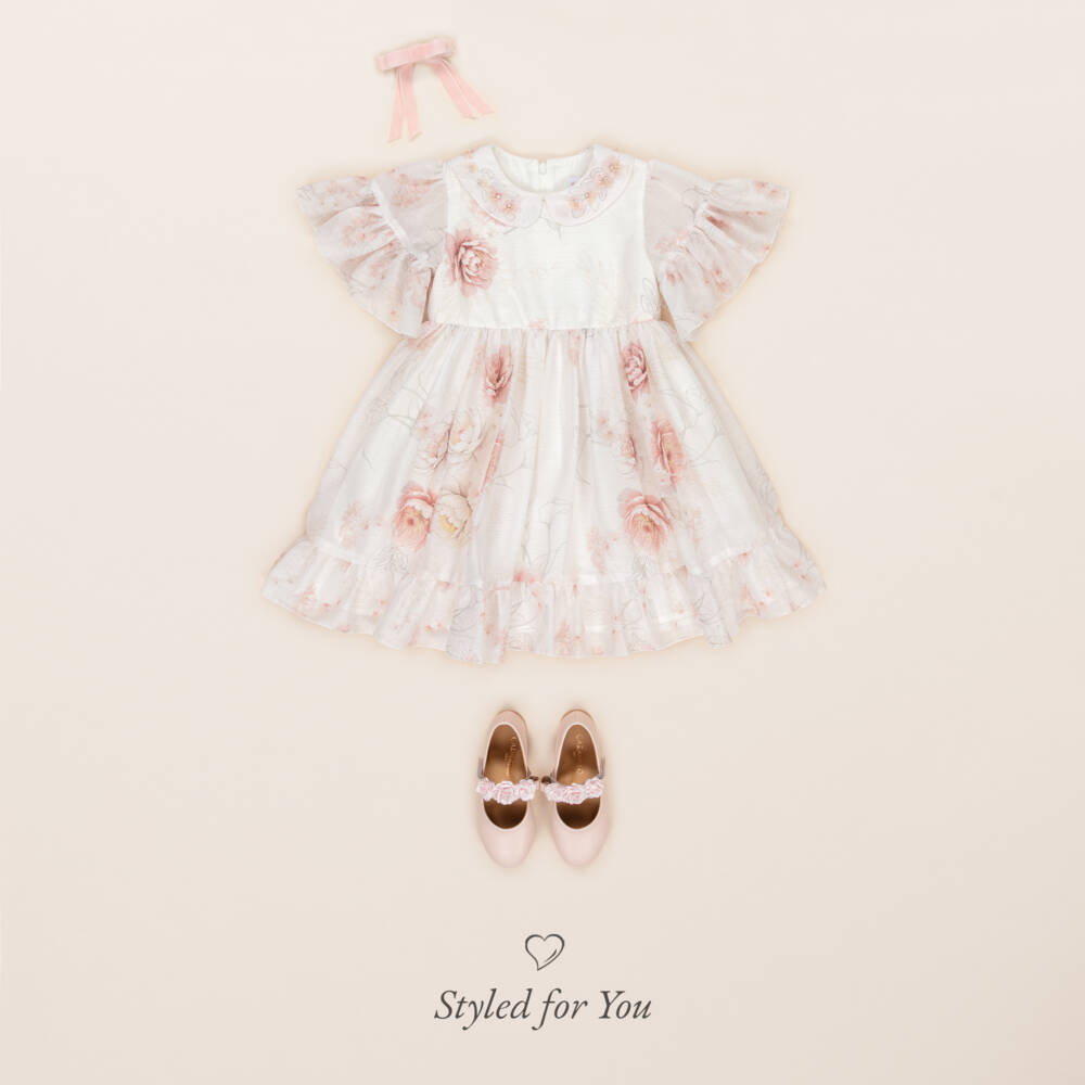 EIRENE-Платье из румяного шифона с цветочным узором для девочек | Childrensalon Outlet