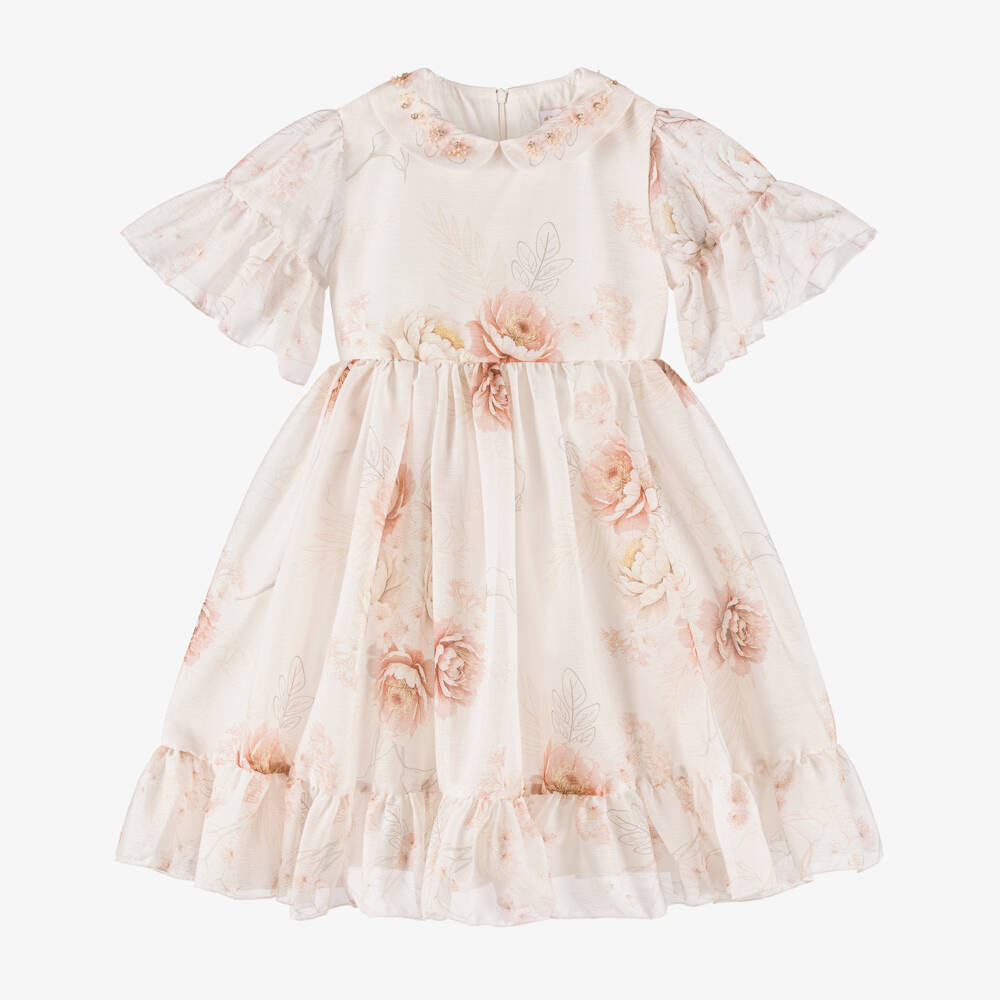 EIRENE-Платье из румяного шифона с цветочным узором для девочек | Childrensalon Outlet