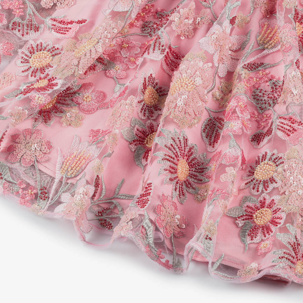 EIRENE-Girls Blush Floral Sequin Gown | Childrensalon Outlet