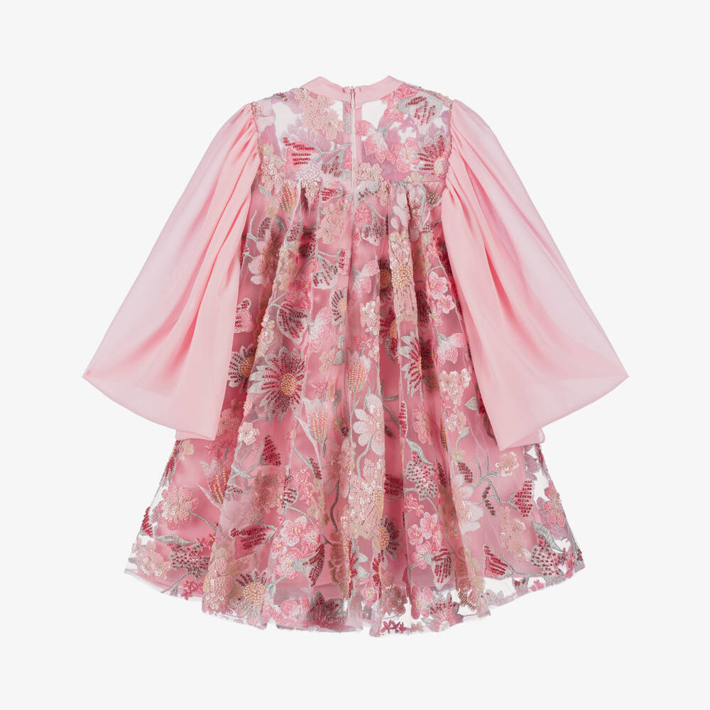 EIRENE-Girls Blush Floral Sequin Gown | Childrensalon Outlet