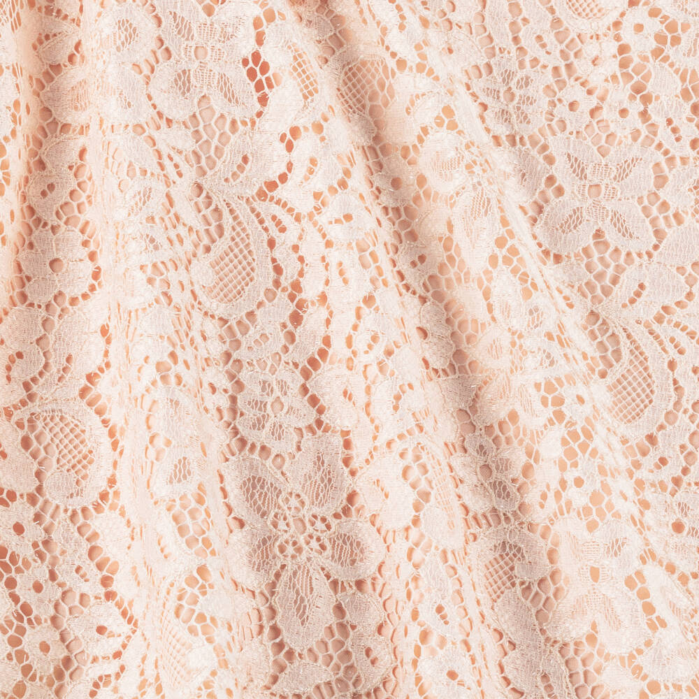 EIRENE-Girls Blush Lace & Satin Bow Dress | Childrensalon Outlet