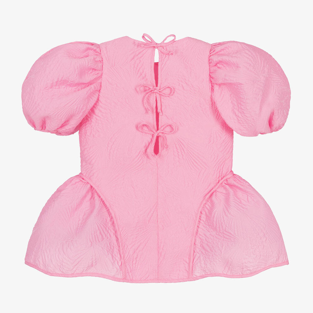EIRENE-Girls Bright Pink Peplum Blouse | Childrensalon Outlet