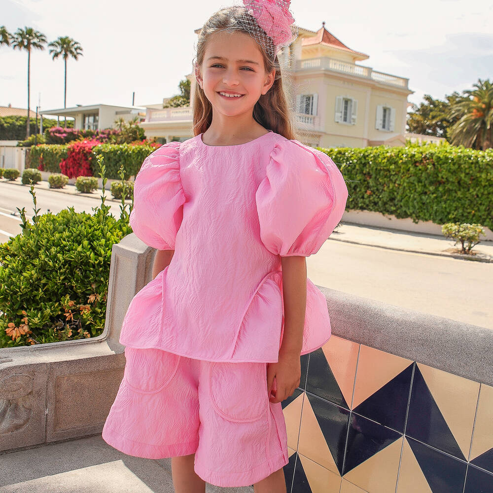 EIRENE-Girls Bright Pink Pocket Shorts | Childrensalon Outlet