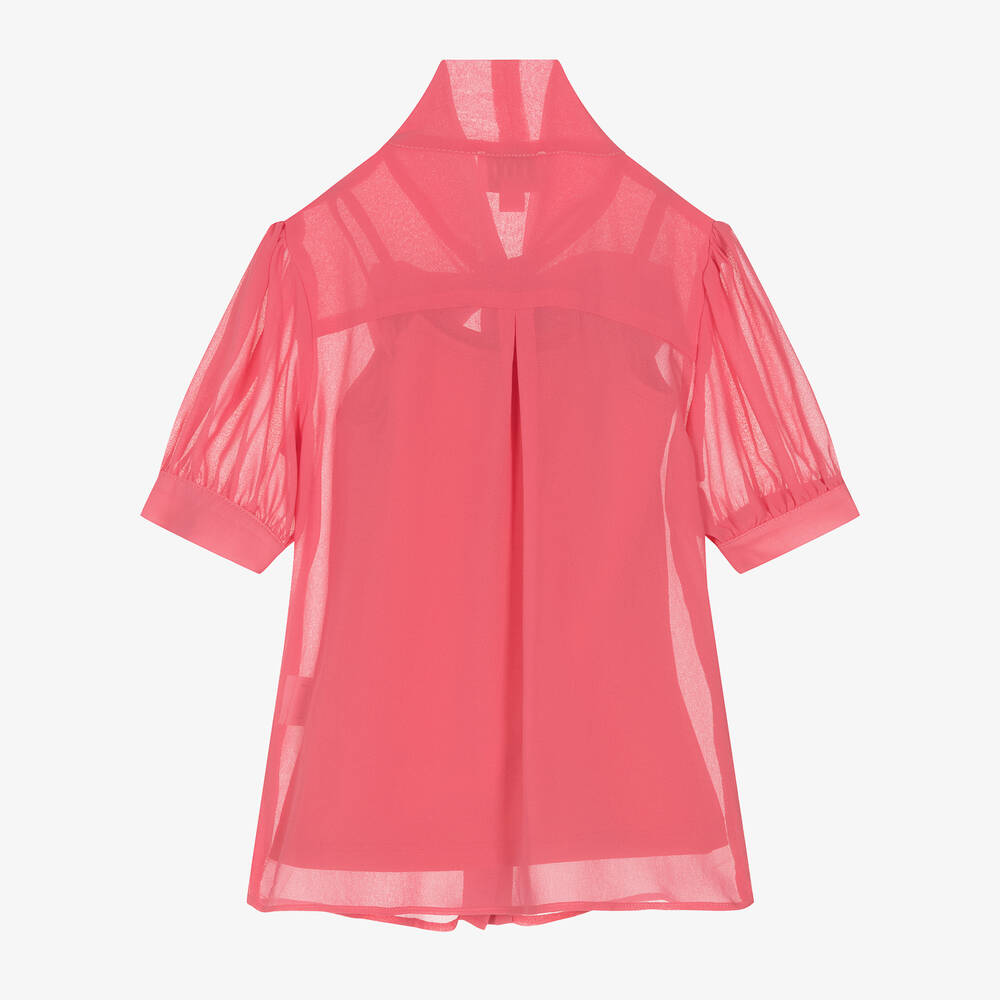 EIRENE-Girls Coral Pink Crêpe Chiffon Blouse | Childrensalon Outlet