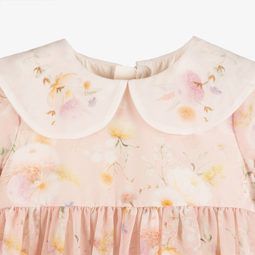 EIRENE-Girls Dusky Pink Floral Print Chiffon Dress | Childrensalon Outlet