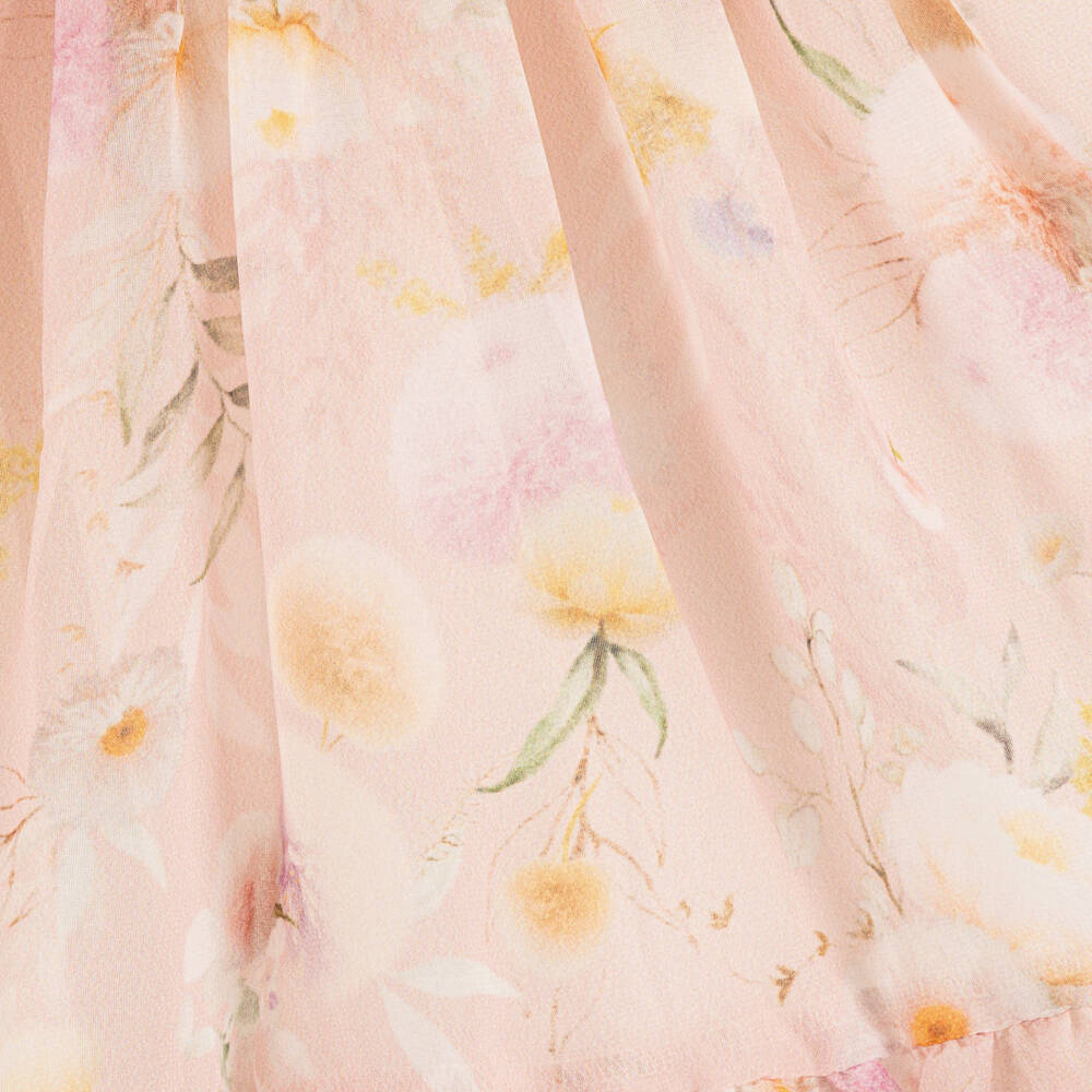 EIRENE-Girls Dusky Pink Floral Print Chiffon Dress | Childrensalon Outlet