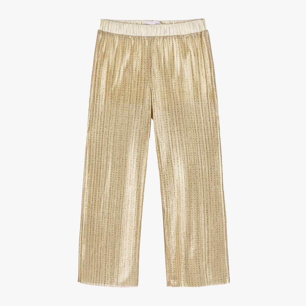 EIRENE-Girls Elegant Gold Plissé Pants | Childrensalon Outlet