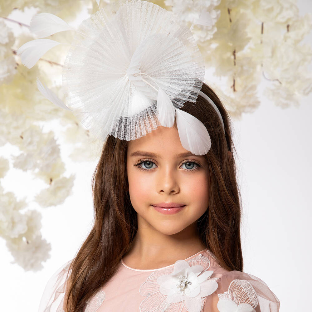 EIRENE-Girls Elegant Ivory Feather Headband | Childrensalon Outlet