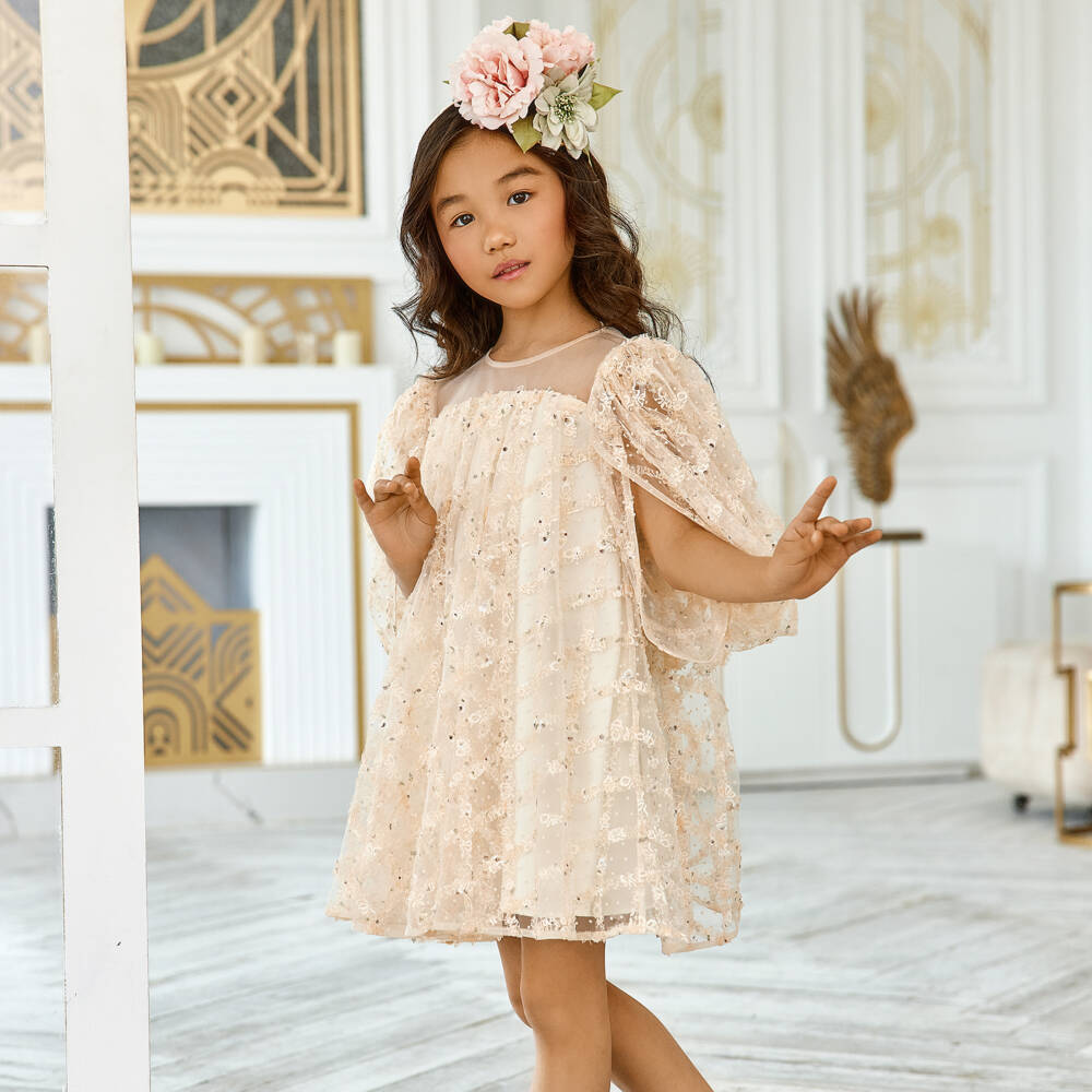 EIRENE-Girls Elegant Ivory Lace Gown | Childrensalon Outlet